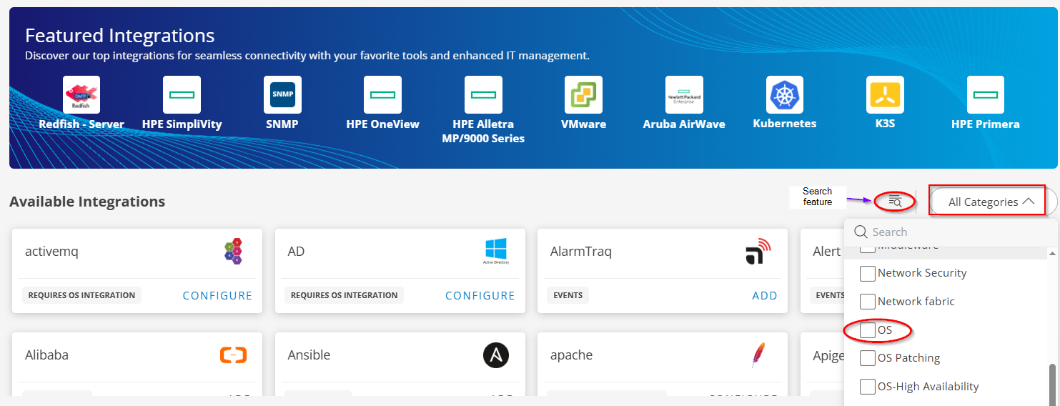 Filter by category or Search