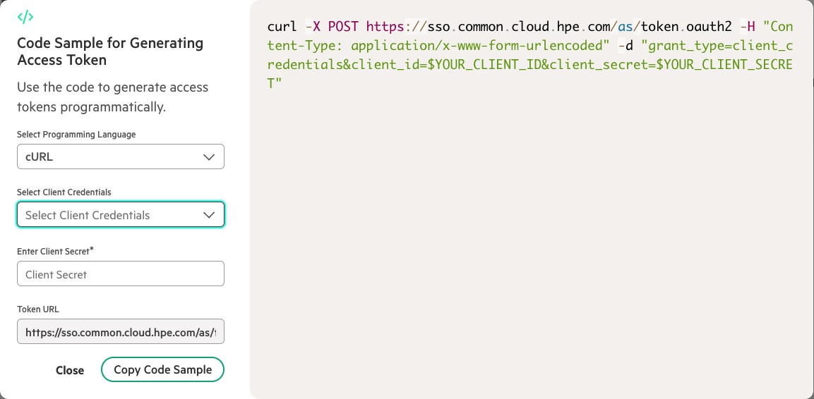 Figure 4: cURL sample code for generating access token
