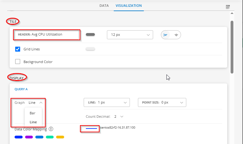 Select header and graph for the metric tile
