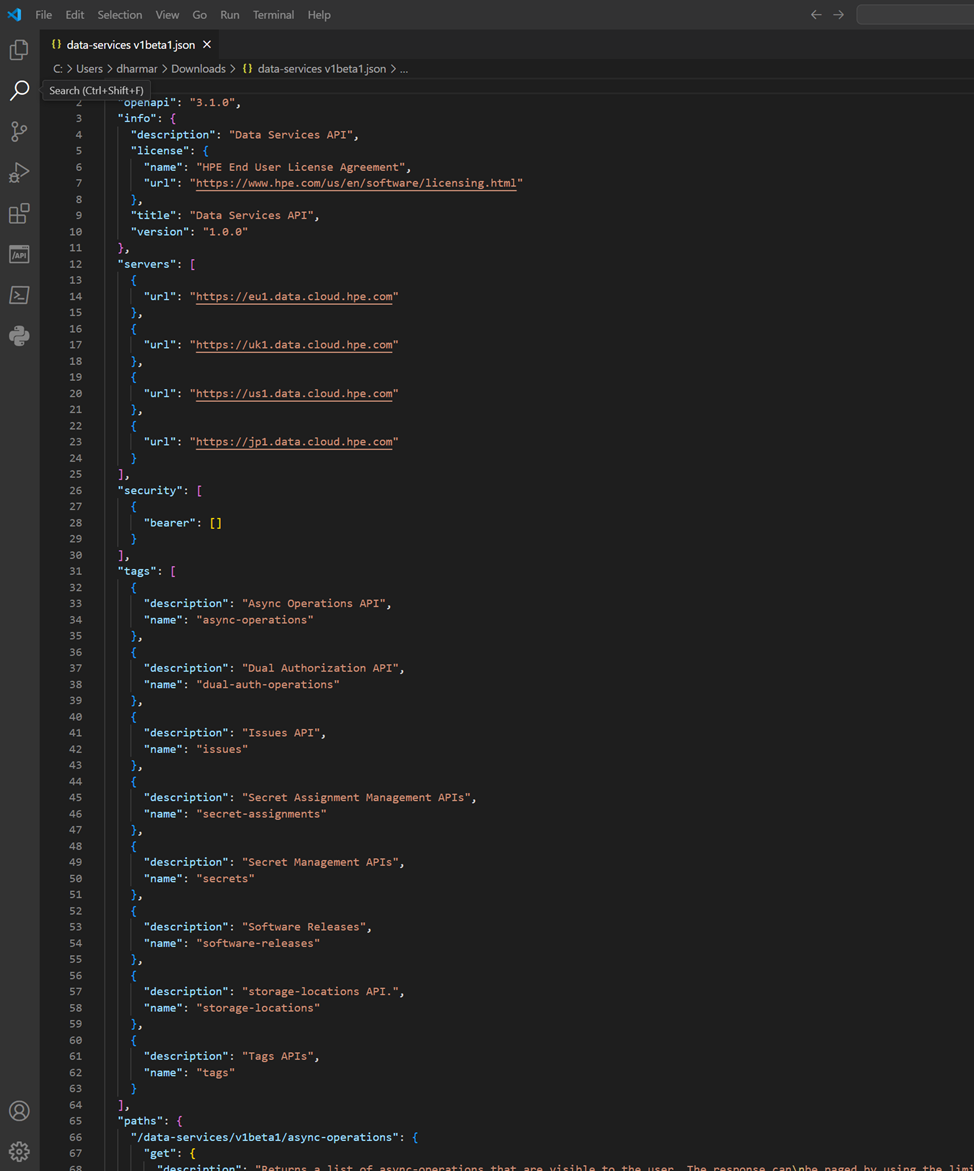 Figure 2. An example of the downloaded data-services.json contents. Figure 2. An example of the downloaded data-services.json contents.