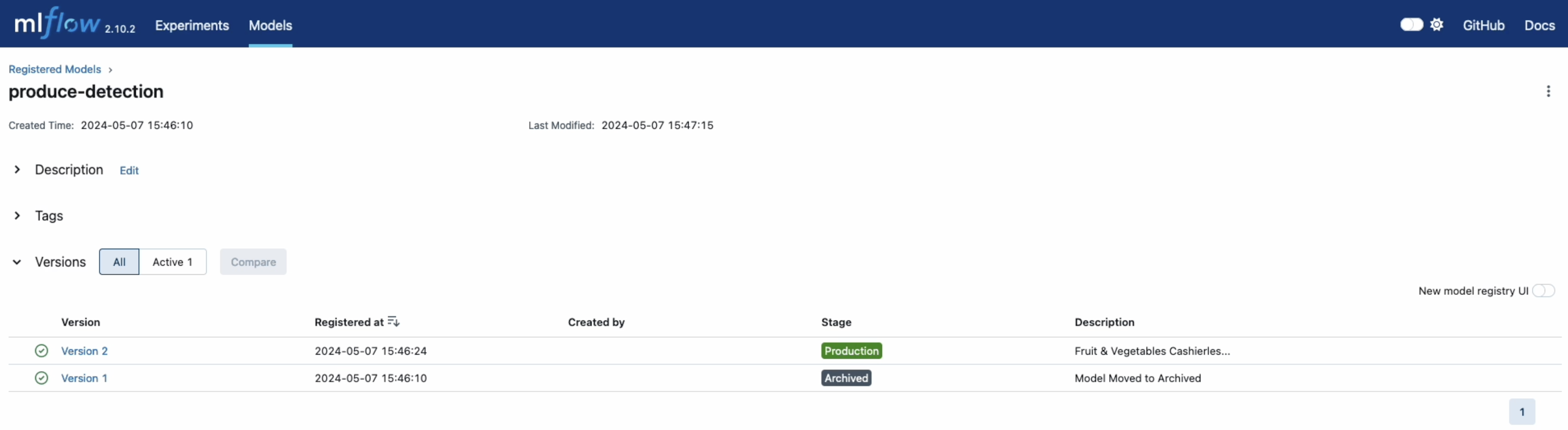 This screenshot highlights integration between MLflow and HPE Ezmeral Unified Analytics for managing model training, tracking, and version control. 