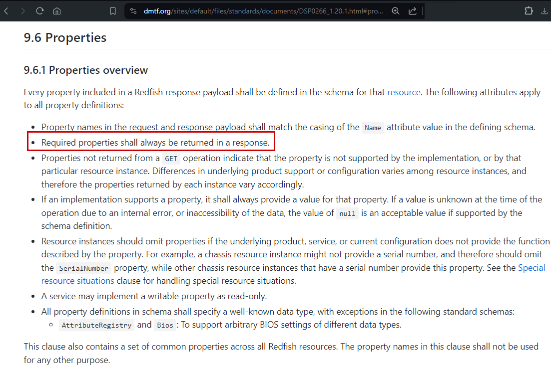 Figure 1: DMTF Properties overview paragraph from DSP0266