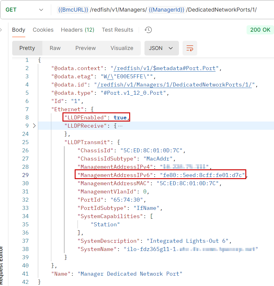 Figure 1: Link local address in LLDP transmit object
