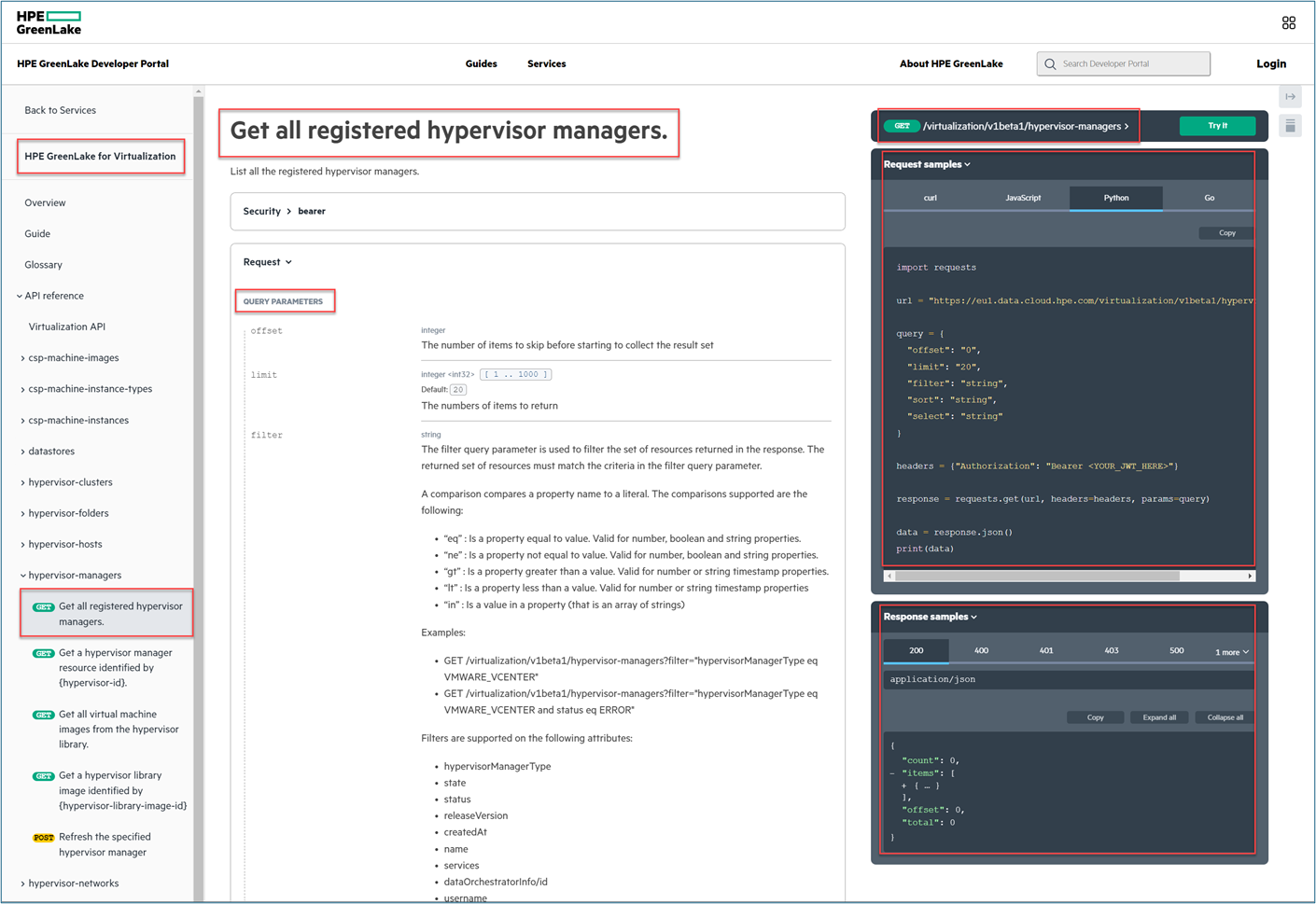 Get all registered hypervisors managers