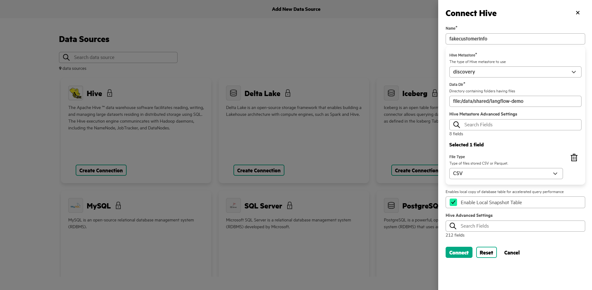 hive Connection Settings