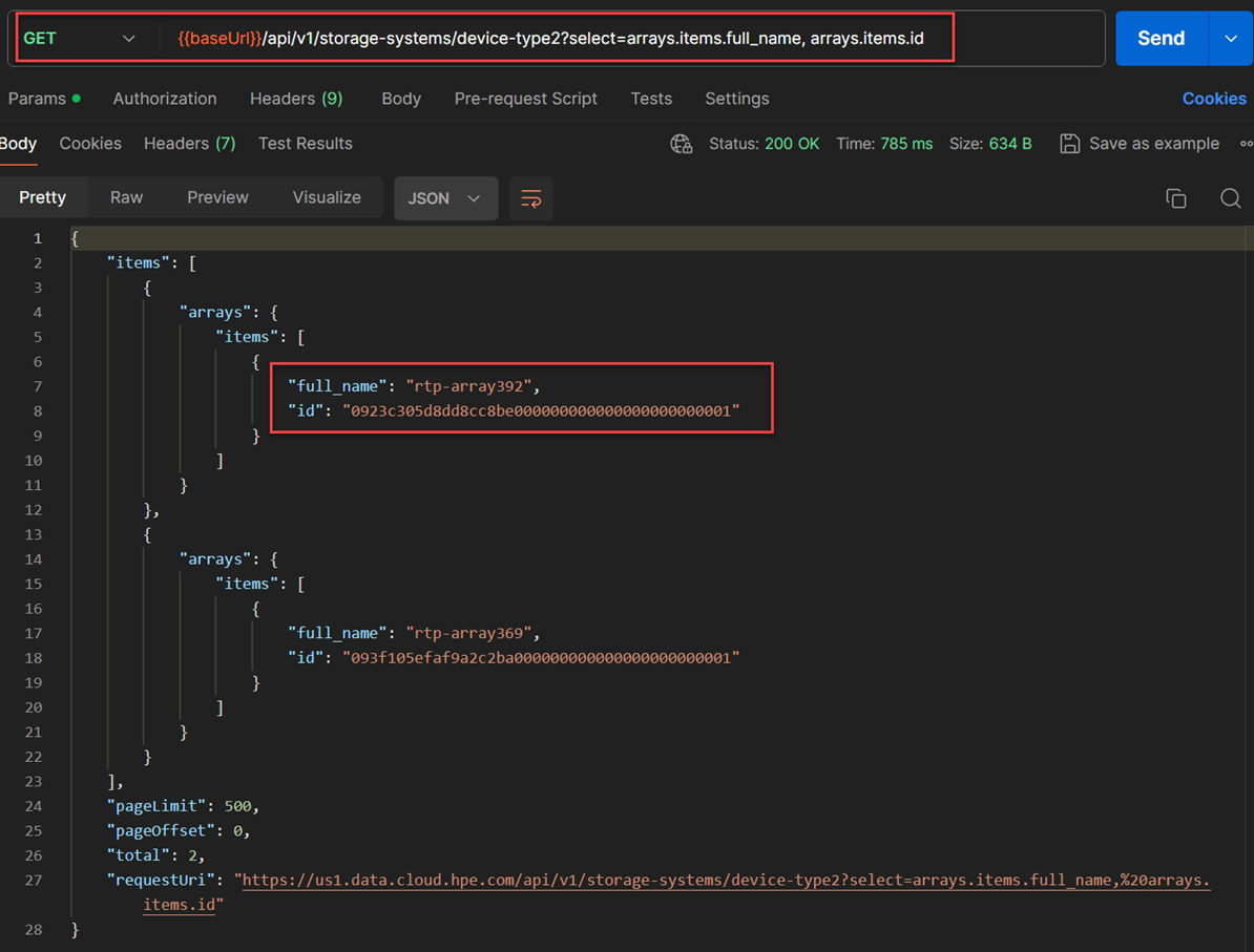 legacy API to display the storage system Id