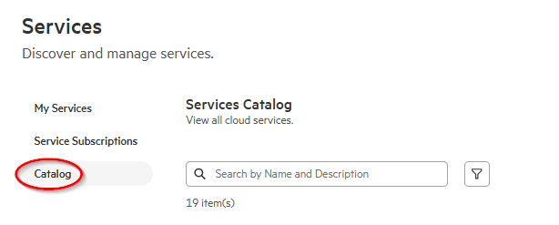 HPE GreenLake Service catalog