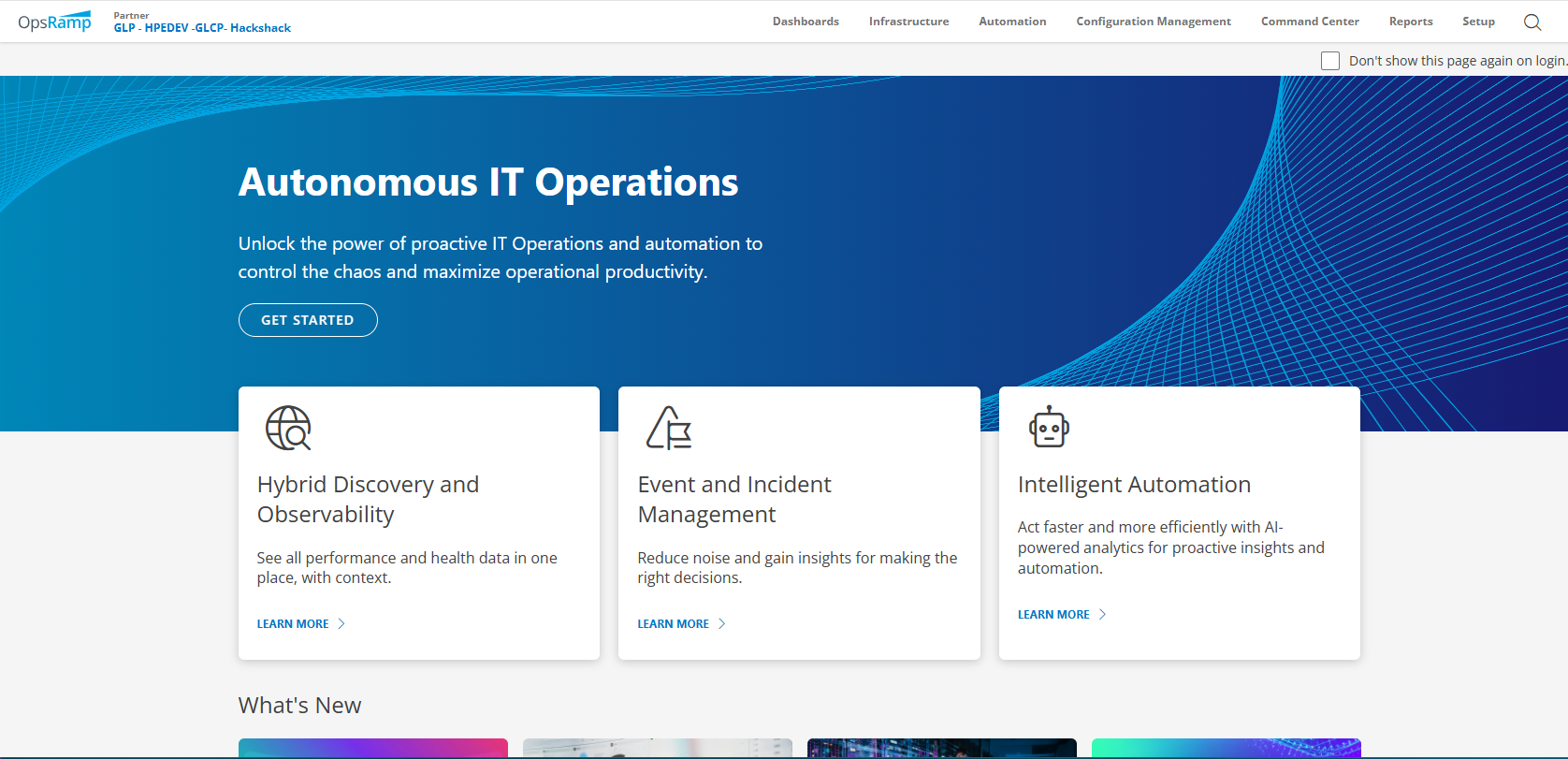 HPE OpsRamp service user interface